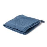 OrganicEra Organic Muslin Baby Hooded Towel, Indigo  (ORD8684166169348)