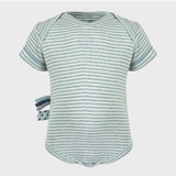 OrganicEra Organic Baby S/S Bodysuit, Aqua Striped 0-3M (ORD8684166165180-el)