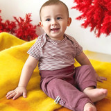 OrganicEra Organic Baby S/S Bodysuit, μπορντώ ριγέ 0-3M (ORD8684166165289-el)