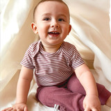 OrganicEra Organic Baby S/S Bodysuit, μπορντώ ριγέ 0-3M (ORD8684166165289-el)