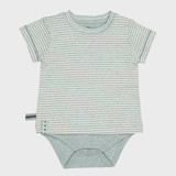OrganicEra Organic Baby S/S T-shirt Body, Aqua Striped 0-3M (ORD8684166165692-el)