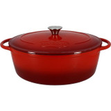 Casserole - MENASTYL - 6020102 - Oval - Enameled cast iron - Red - 6.5 liters (CDMEN1706314340321)