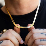 Unisex αλυσίδα ψαροκόκαλο - 5mm πλάτος χρυσό, 45cm (ORD04A000036G-1-el)