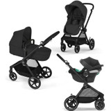 CYBEX EOS BLACK Moon Black Trio Stroller Pack: 2in1 μετατρέψιμο καροτσάκι + κάθισμα αυτοκινήτου Aton B2 i-size + Μετατρέψιμη αιώρα μεταφοράς (CDCYB4063846368044-el)