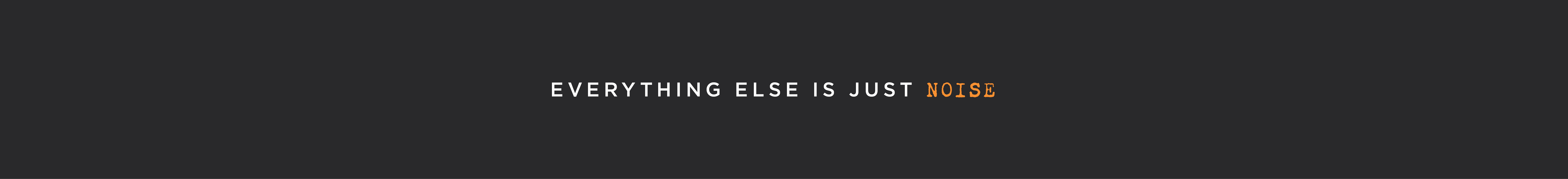 Dark background with bold white text that reads “EVERYTHING ELSE IS JUST” followed by the word “NOISE” in distressed orange font—emphasizing the superior performance and quietness of the Blind Tiger suppressor.
