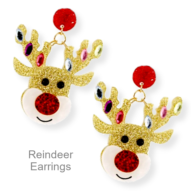 Christmas Gold Reindeer Earrings | Christmas