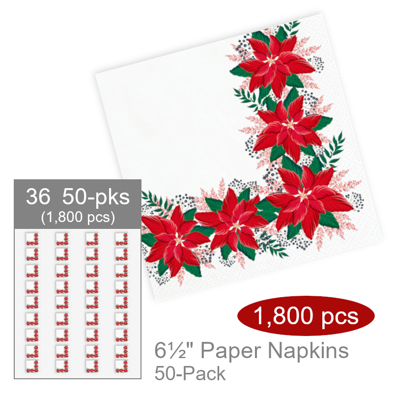 Wholesale Poinsettia Napkins | Bulk Party Supplies