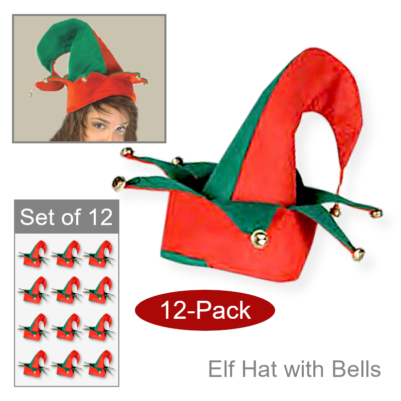 Wholesale Fancy Elf Hat With Jingle Bells | Bulk Party
