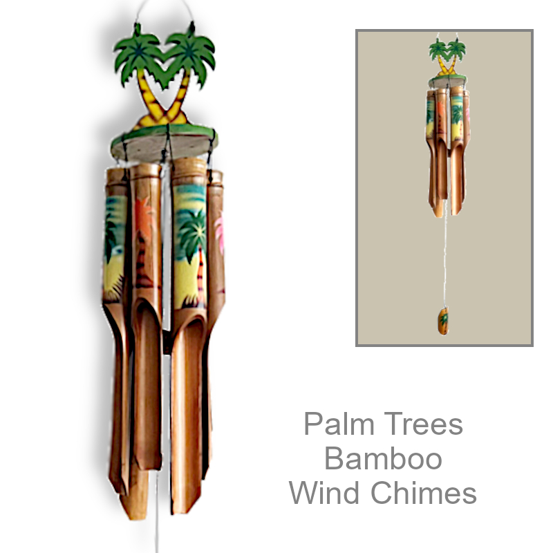 Beach Themed Wind Chimes Palm Trees | Garden