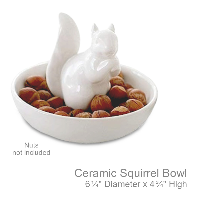 Ceramic Bowl Squirrel Statue | Office Candy Dish