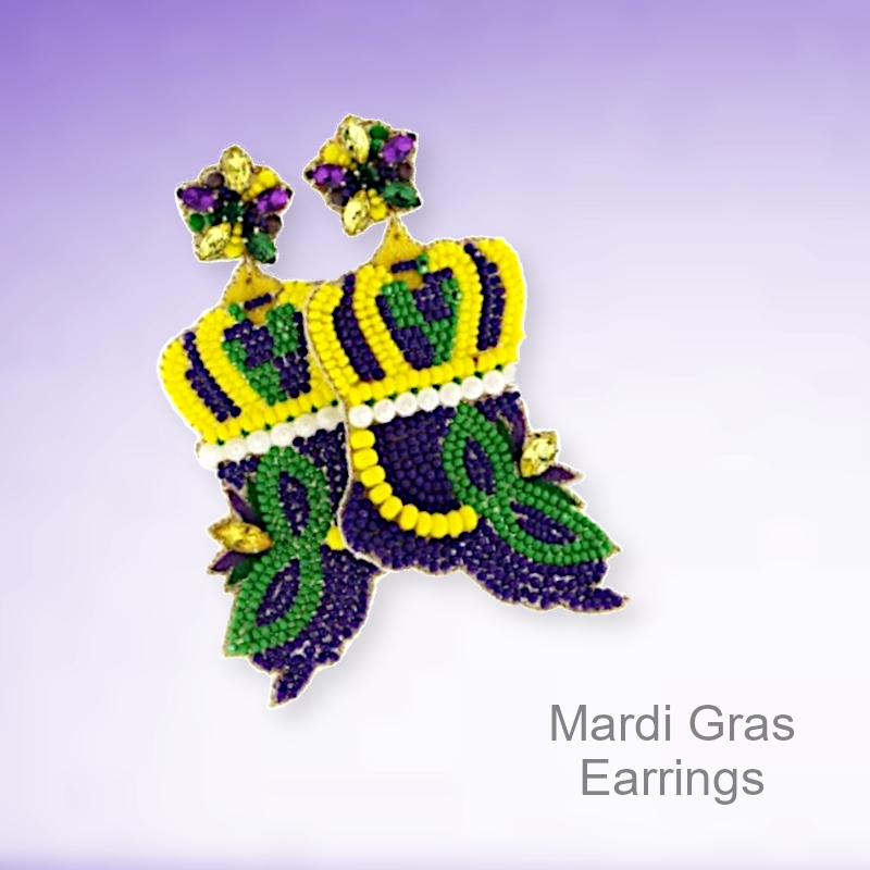 Mardi Gras Party Earrings Crown & Mask | Mardi Gras