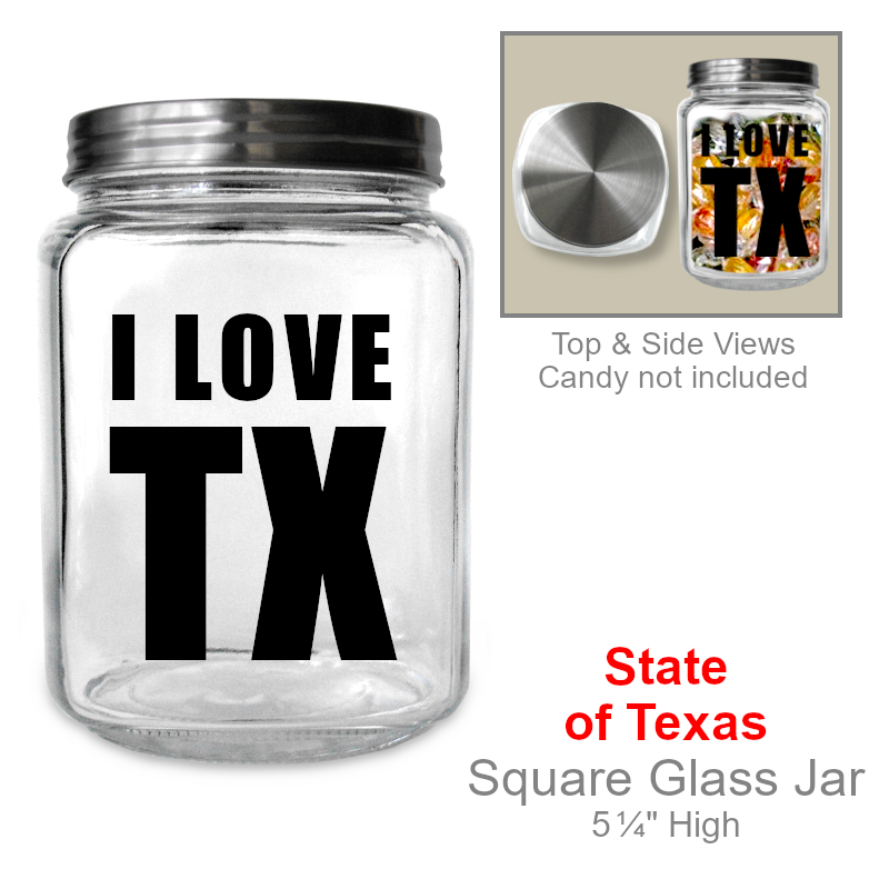 I Love Texas Candy Jar w/Lid | Office Candy Jar