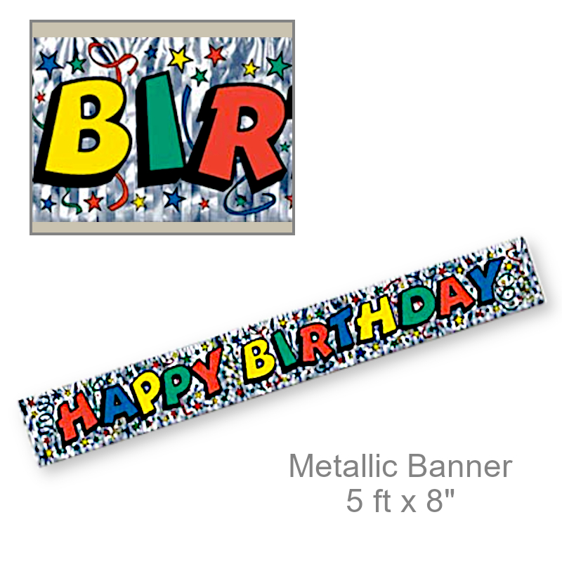 Metallic Happy Birthday Themed Banner | Party Decor