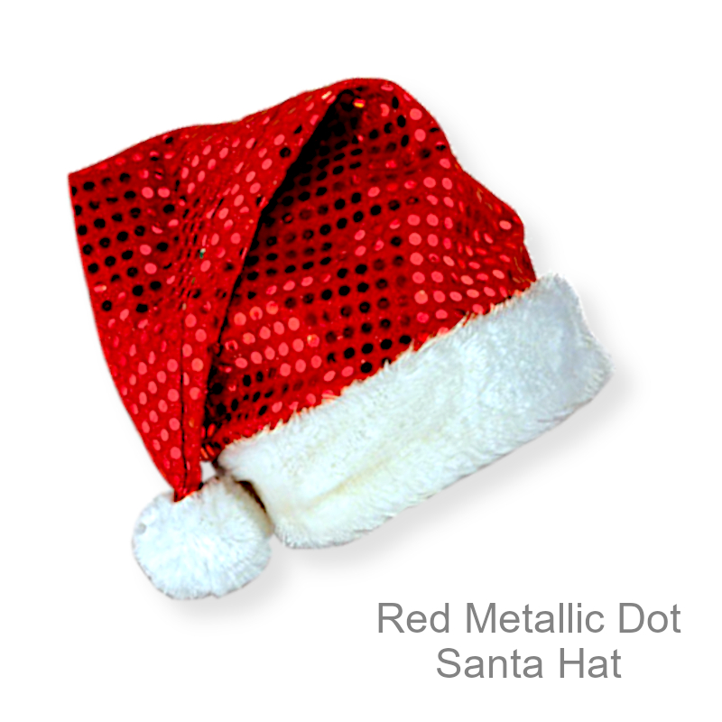 Metallic Dot Santa Hat w/Fur Trim | Funny Party Hats