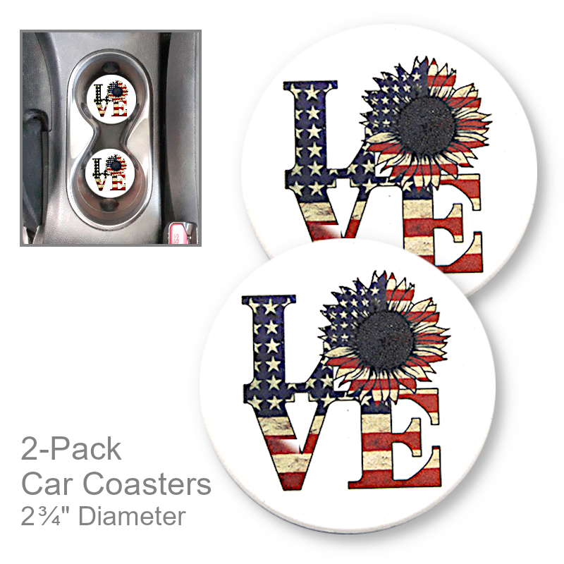 Shop Now Love USA Coasters for Cup Holders | Car Accessories