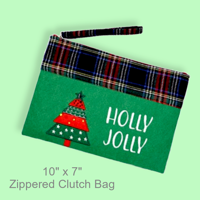Plaid Christmas Tree Zippered Clutch Bag | Christmas