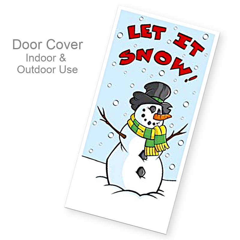 Let It Snow Winter Snowman Door Cover | Party Decor