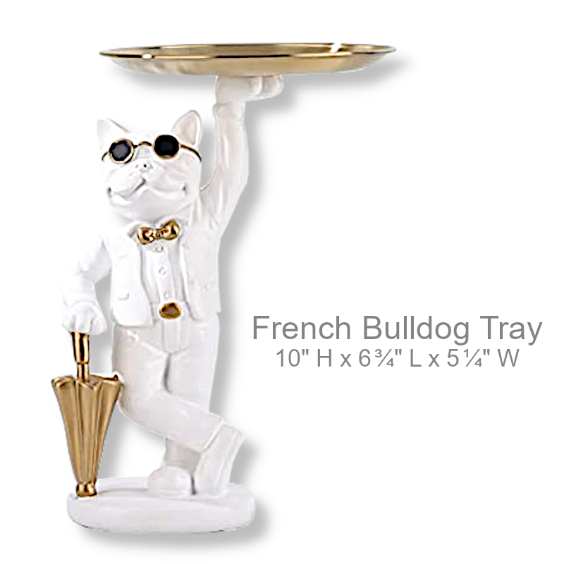 Funny French Bulldog Statue Tray | Office Candy Dish