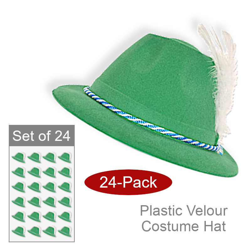 Wholesale Plastic Velour German Hat w/Feather | Bulk