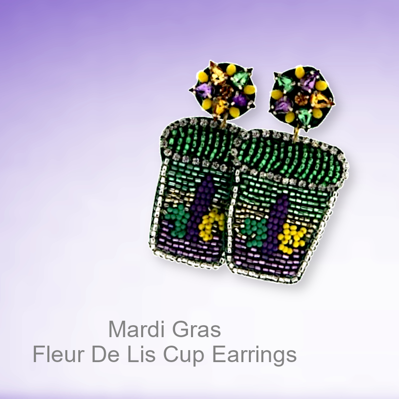 Mardi Gras Earrings Fleur De Lis Cup | Mardi Gras