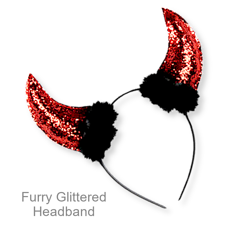 Furry Glittered Devil Horns Headband | Party Favors
