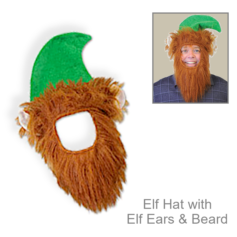 Elf Hat With Elf Ears & Beard | Funny Party Hats
