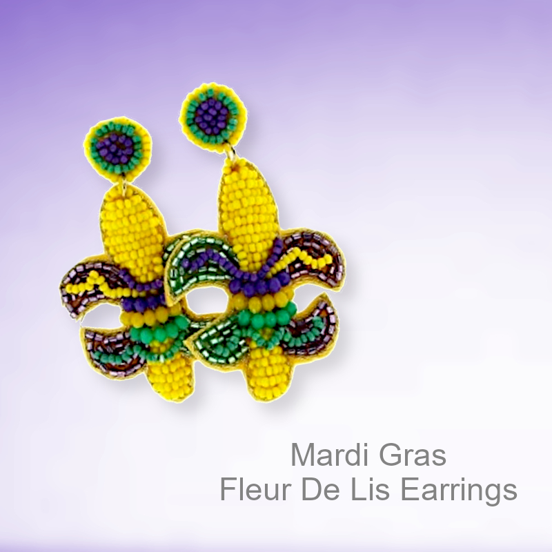 Mardi Gras Party Earrings Fleur De Lis | Mardi Gras