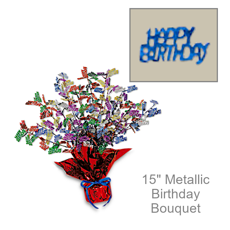 Happy Birthday Metallic Wired Bouquet | Party Decor