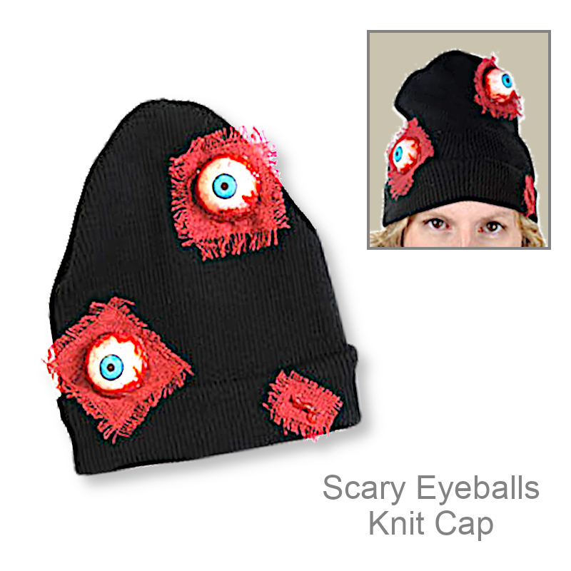 Scary Eyeballs Knit Cap | Halloween Accessories