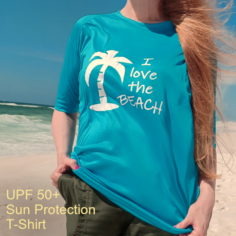 Shop Now UPF 50+ I Love The Beach Sun T-Shirt | UPF Clothing