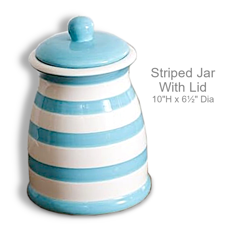 Striped Coastal Candy Cookie Jar | Nautical Candy Dish