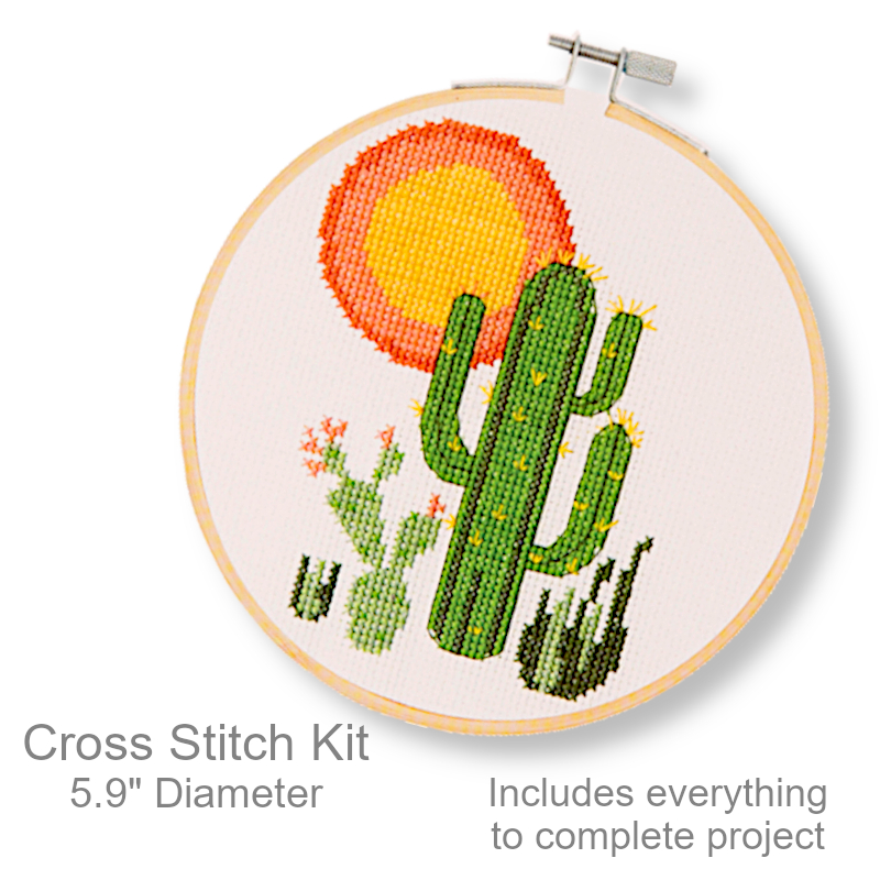 Cactus Sunset Cross Stitch Kit | Craft & Hobby Kits