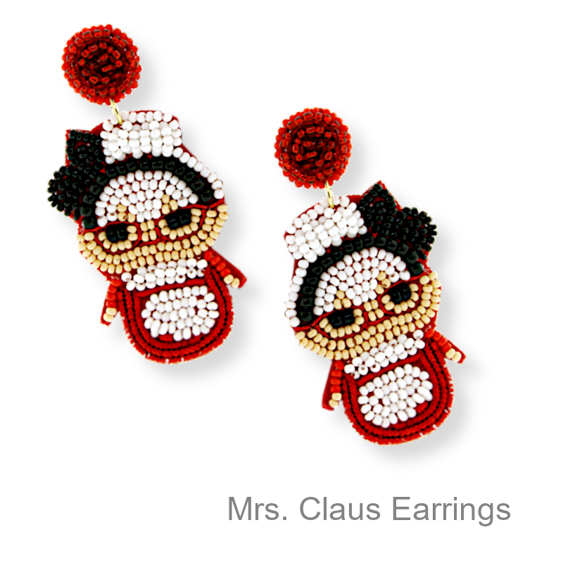 Mrs Claus Earrings | Christmas Jewelry