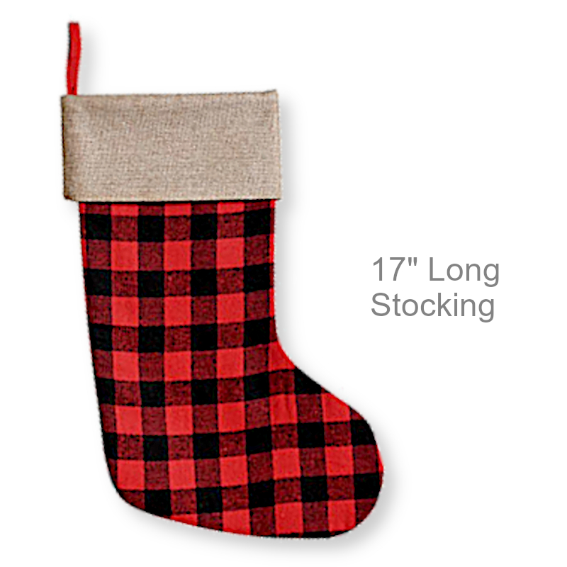 Plaid Buffalo Check Christmas Stocking | Party Decor