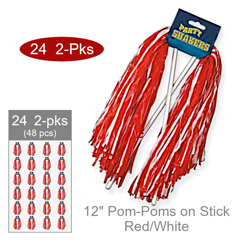 Wholesale Spirit Cheer Pom-Poms w/Stick | Bulk Party