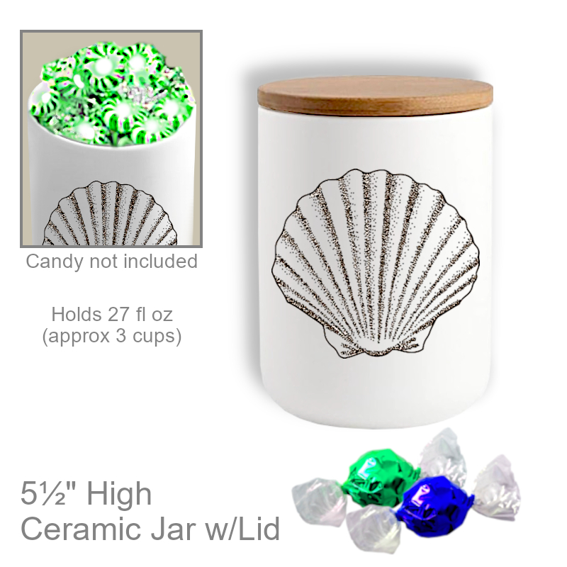 Coastal Shell Beach Treat Candy Jar w/Lid | Cookie Jar