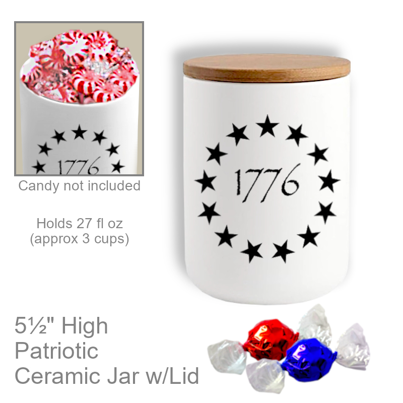 Shop Now Patriotic 1776 Star Treat Candy Jar | Office Candy Jar