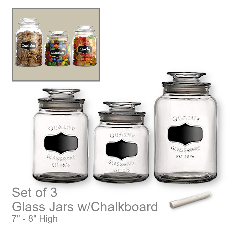 Glass Vintage Jars With Chalkboard | Office Candy Jar
