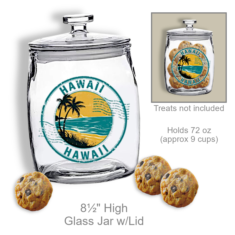 Hawaii State Beach Cookie Candy Jar w/Lid | Cookie Jar