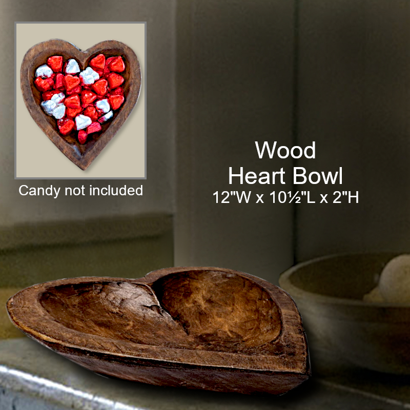 Wood Heart Shape Bowl | Office Candy Dish