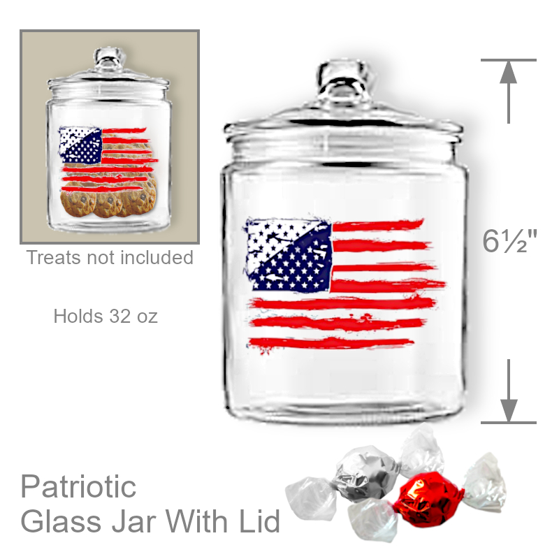 Shop Now Patriotic USA Flag Treat Candy Jar | Office Candy Jar