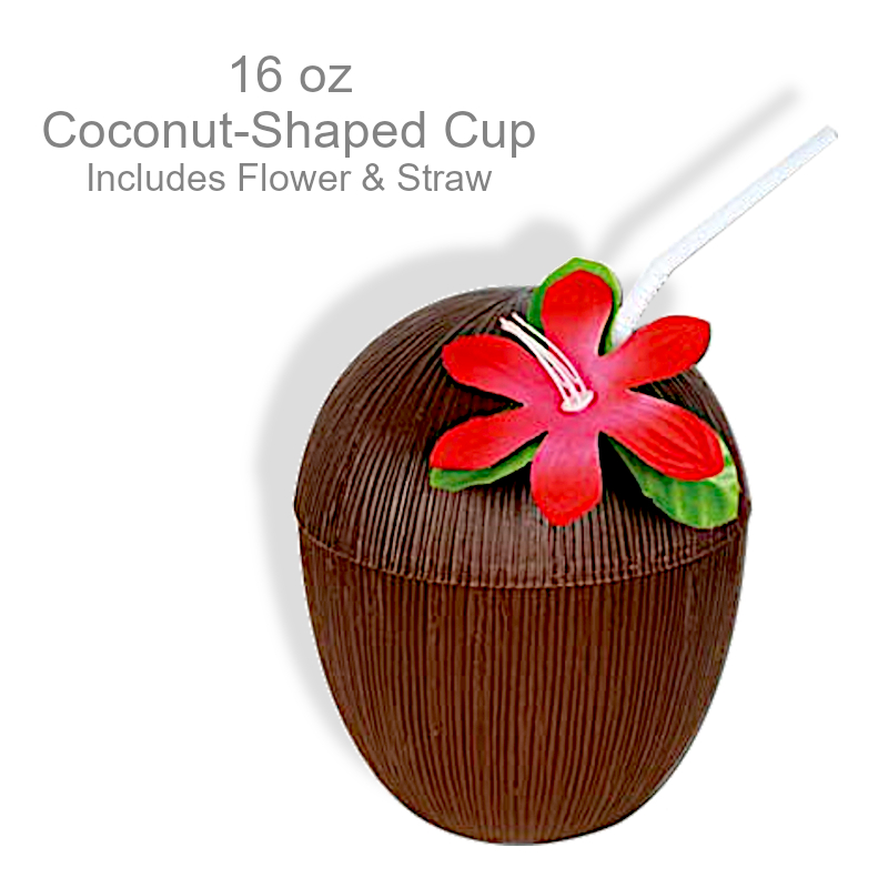 16 oz Coconut-Shaped Cup for Drinks | Party Drinkware