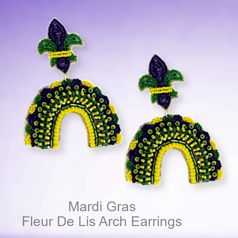 Mardi Gras Earrings Fleur De Lis Arch | Mardi Gras