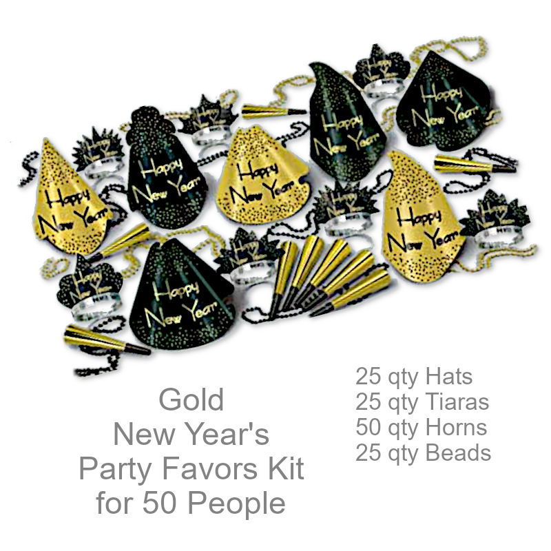 Golden New Years Party Kit for 50 People | New Year's