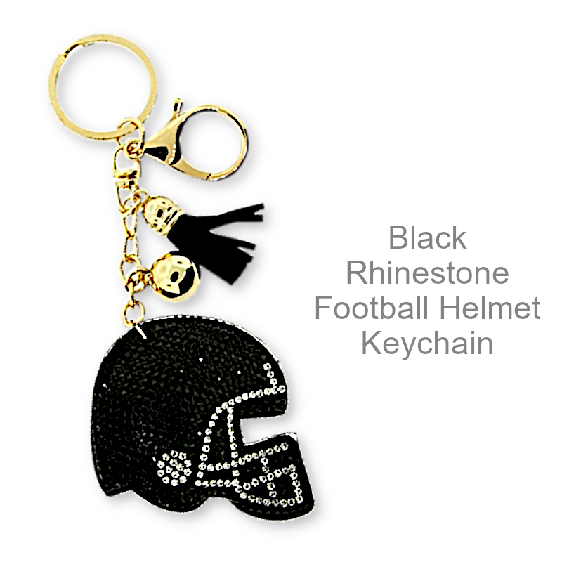 Black Rhinestone Football Helmet Keychain | Keychains