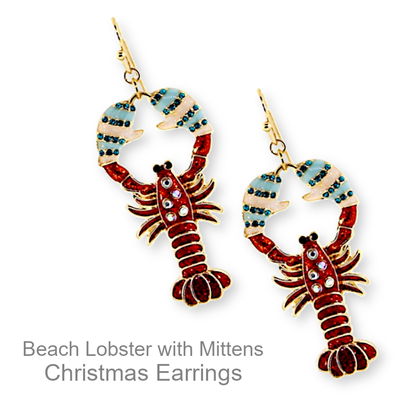 Shop Now Beach Christmas Earrings Lobster Crawfish | Christmas