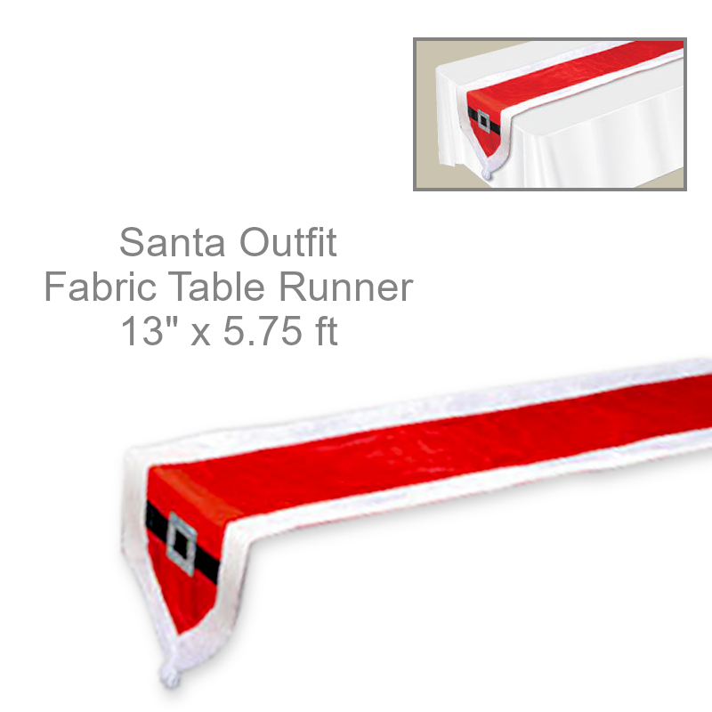 Holiday Santa Outfit Fabric Table Runner | Party Decor