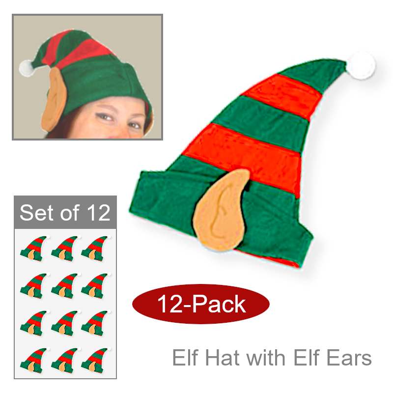 Wholesale Funny Elf Hat w/Elf Ears & Pom-Pom | Bulk