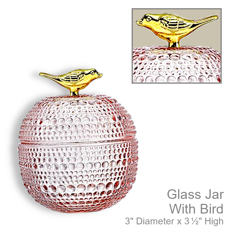 Glass Jar With Bird Handle Lid | Office Candy Jar