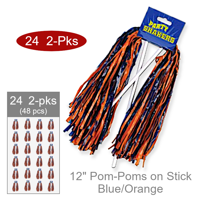 Wholesale Spirit Cheer Pom-Poms w/Stick | Bulk Party